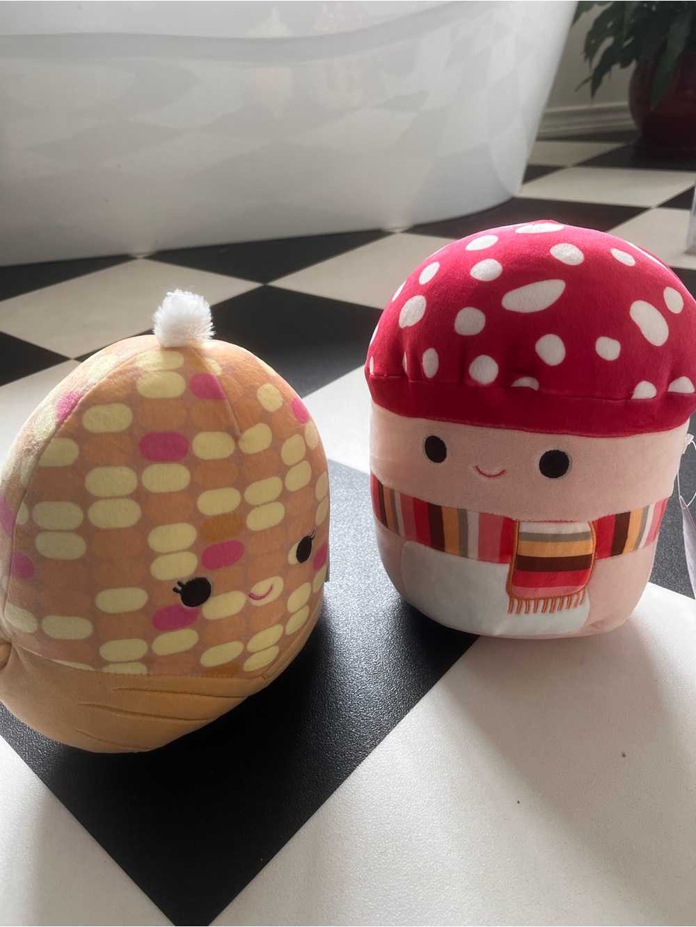 NWT! Squishmallows Set of 2 Malcolm Mushroom & Cornelius Corn Plushies. 7x11””